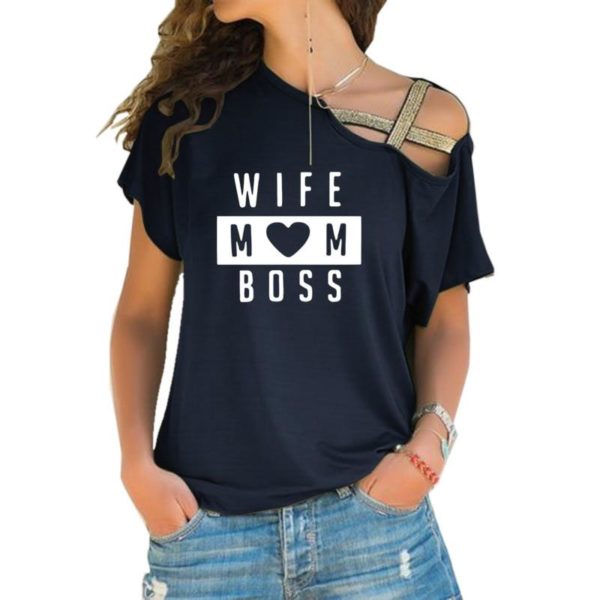 Dámské stylové tričko Wife Mom Boss - Xxl, Zelena