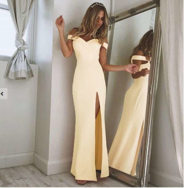 Elegantní dámské dlouhé šaty v různých barvách - Xl, Zluta