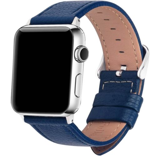 Kožený elegantní pásek / řemínek pro apple watch - 44mm, Modra