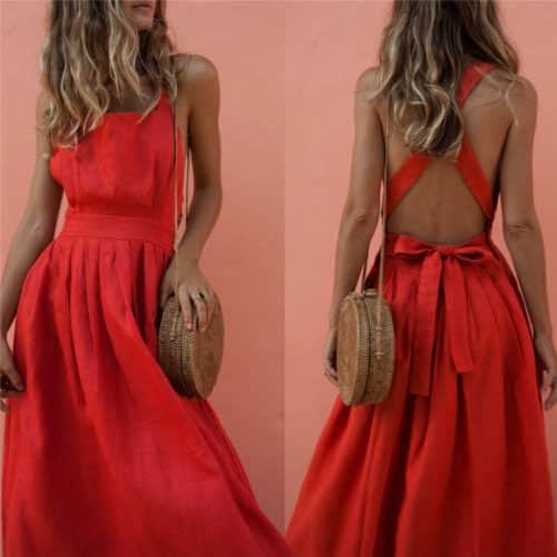Krásné dámské červené  šaty z letní kolekce 2019 - Cervena, Xl