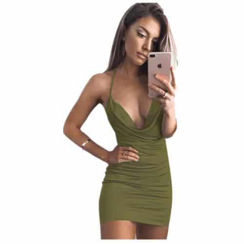 Dámské sexy šaty Cornis s hlubokým výstřihem - Xl, Zelena