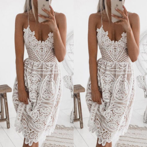 Dámské letní šaty s krajkovým vzorem Ressolina - Xl, Cerna