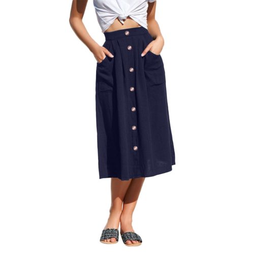 Dámská stylová sukně s knoflíky - Xl, Ye