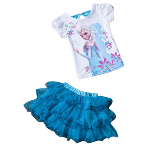 Dívčí letní set | Tutu sukně, Tričko - 8-let, Svetle-modra