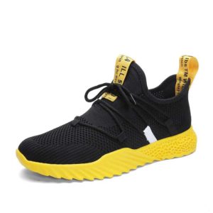 Stylové flyknit sneakers Saul - 48, Black-yellow