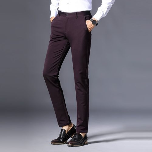 Modní společenské kalhoty pro muže - 36, Wine-red