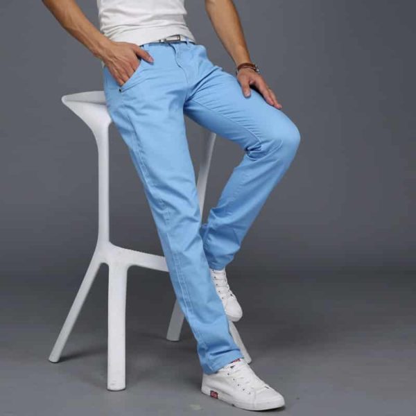 Modní pánské kalhoty - 38, Sky-blue