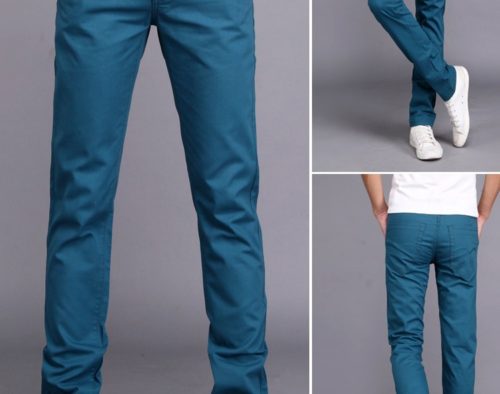 Modní pánské kalhoty - 38, Sky-blue
