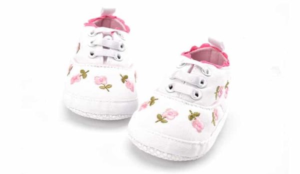 Dívčí první boty s výšivkou | Kojenci, Batolata - 7-12-m, White