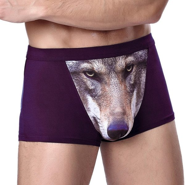 Stylové pánské trenky  Animal - Xxxl, Wolf-purple