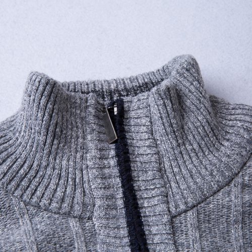 Stylový pánský svetr se zipem - Xxl, Light-gray