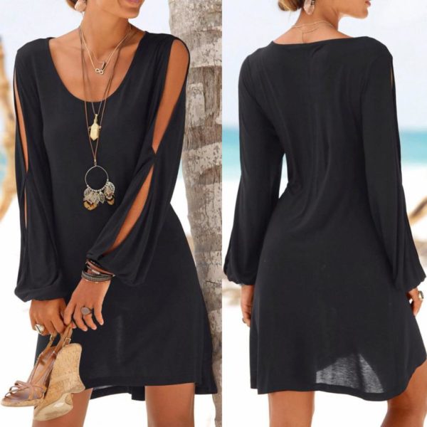 Dámské sexy letní plážové šaty s průstřihy - Xxl, Black
