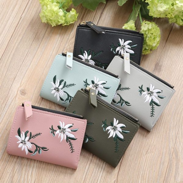 Krásná peněženka s květinami - Light-green