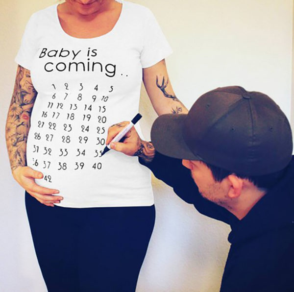 Dámské těhotenské tričko Baby is Coming - Xxl, White