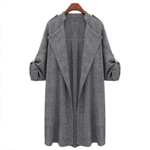 Dámské dlouhé stylové sako/kabát - Xxxl, Gray