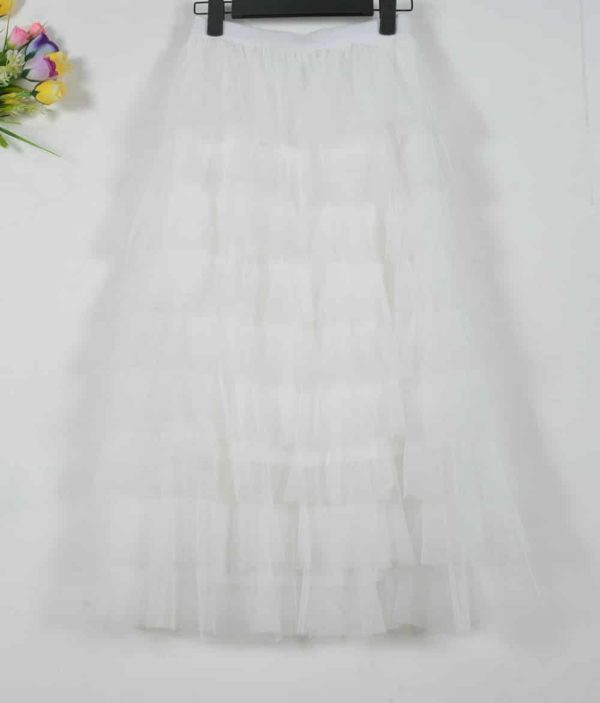 Dámská dlouhá volánková sukně - One-size, White