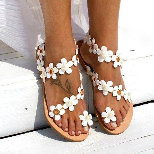 Dámské krásné letní sandále | Květiny - 9-5, Xsd-19
