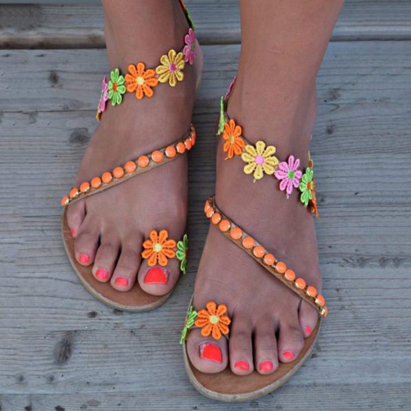 Dámské krásné letní sandále | Květiny - 9-5, Xsd-19