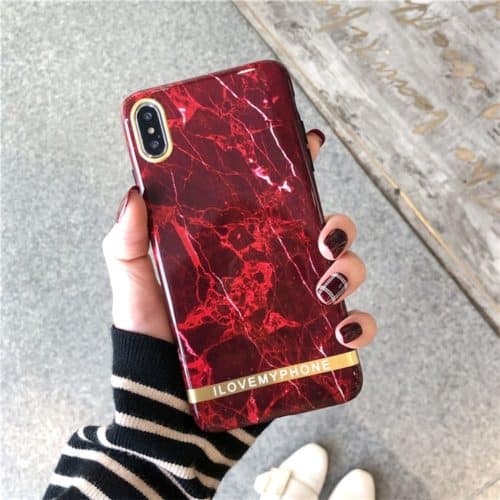 Luxusní mramorový kryt pro iPhone Hanman - Iphone-xs, Cervena