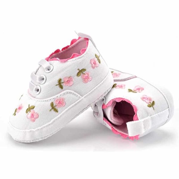 Dívčí první boty s výšivkou | Kojenci, Batolata - 7-12-m, White