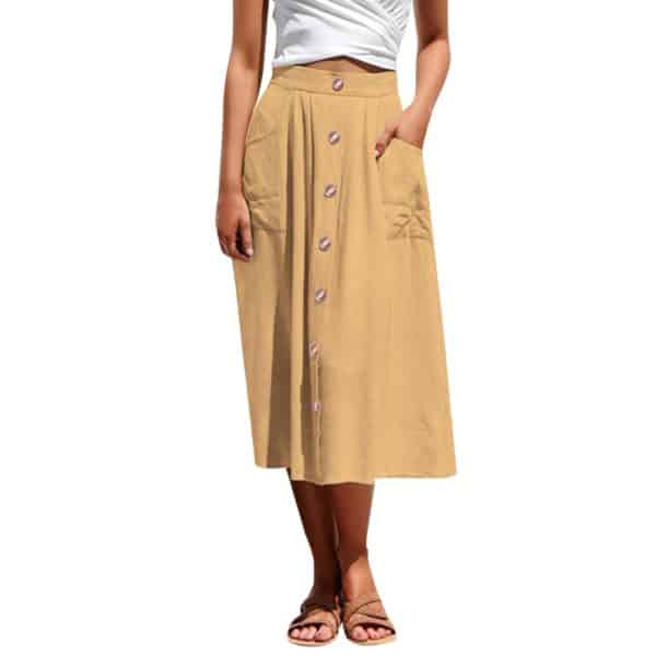 Dámská stylová sukně s knoflíky - Xl, Ye
