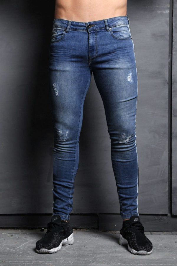Stylové pánské džíny s pruhem - Xxxl, Sky-blue