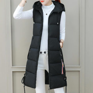 Luxusní dlouhá zimní vesta Nina - 3XL, Black