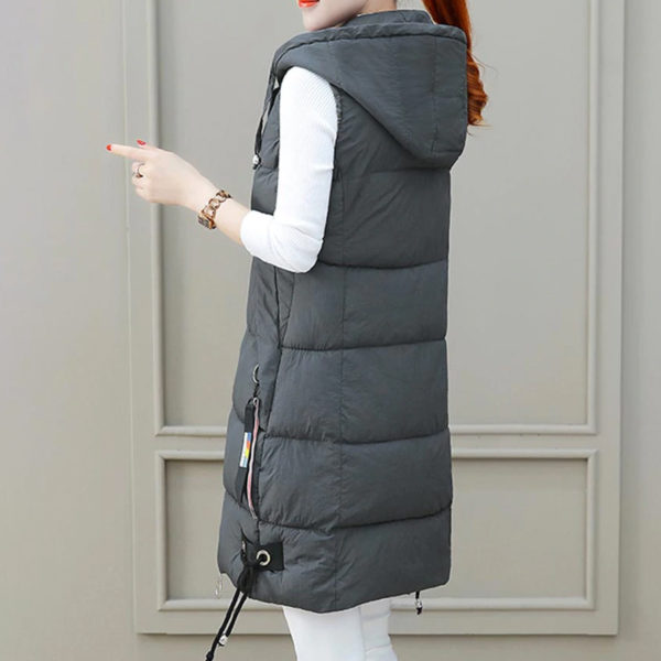 Luxusní dlouhá zimní vesta Nina - 3XL, Armygreen