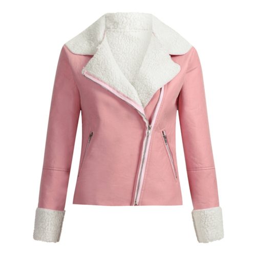 Dámská bunda s kožíškem - Xl, Pink
