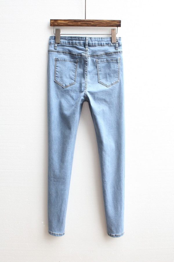 Dámské denim džíny s vysokým pasem Slim - 32, Sky-blue