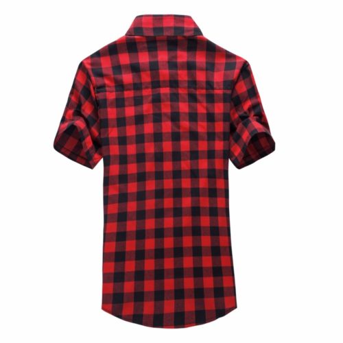 Pánská kostkovaná košile s krátkým rukávem - Xxl, Red-black