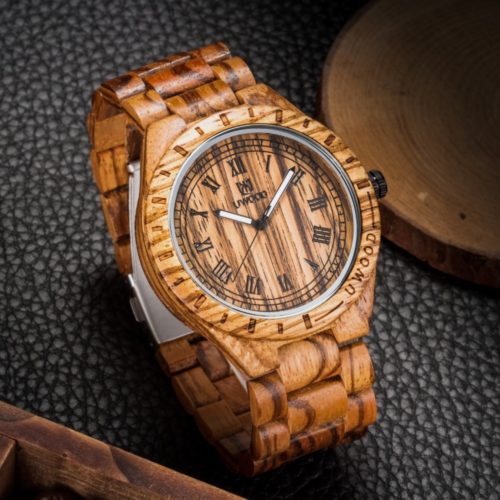 Pánské stylové dřevěné hodinky - Purple-sandal-wood