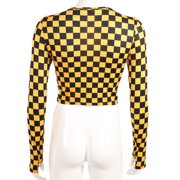 Dámský luxusní crop top Boogie s checkboard vzorem - L, Yellow