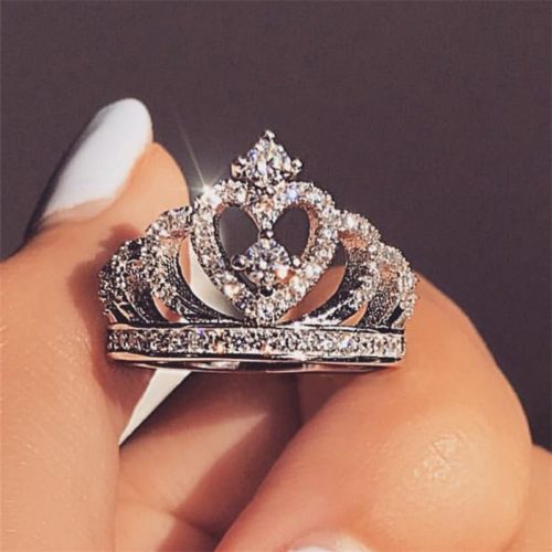 Luxusní dámský prstýnek ve tvaru koruny - 10, Silver