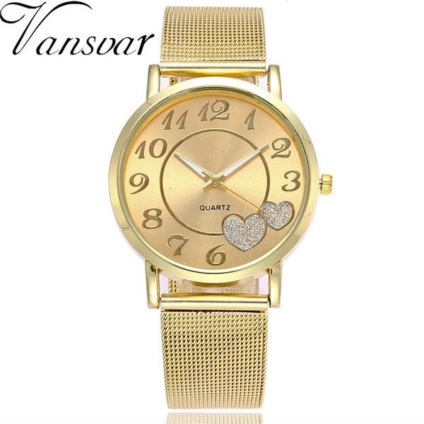 Dámské luxusní hodinky s motivem srdíček - Gold