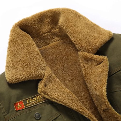 Stylová pánská bunda s kožíškem Herman - 5xl, Khaki