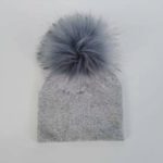 11 blue pom gray hat