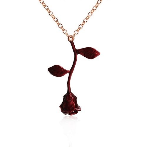 Krásný náhrdelník s růží Rousie - Red