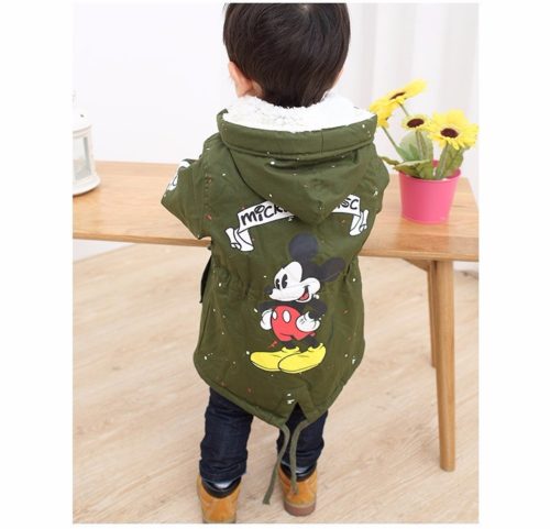 Dětská zimní bunda s motivem Mickey - Thicken-green, 6t