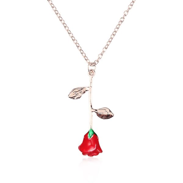 Krásný náhrdelník s růží Rousie - Red