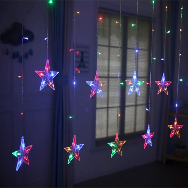 Vánoční světelný LED řetěz s hvězdami - Studena-bila, 220v-eu