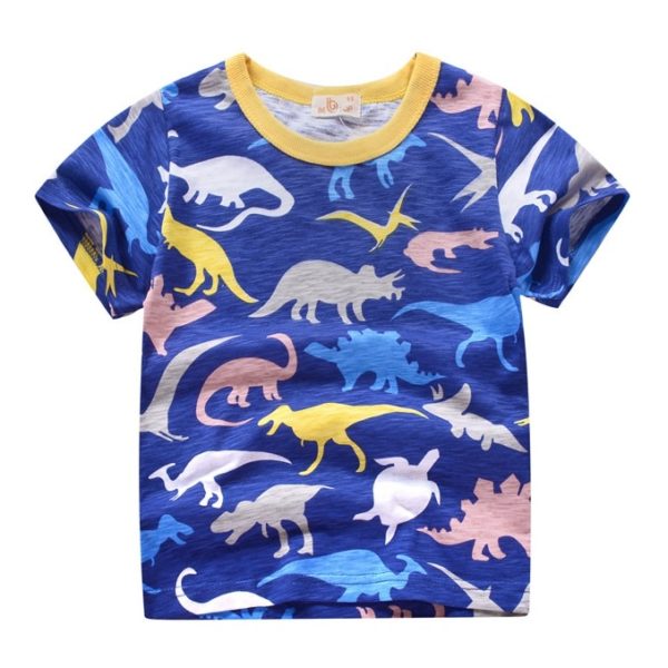 Dětské tričko s potiskem Tiegan - 8-let, Blue-dinosaur-201800840