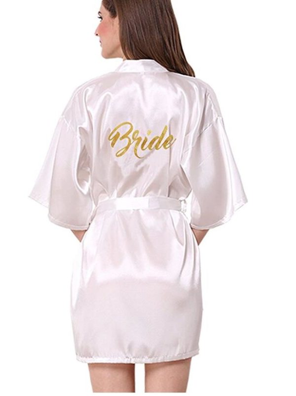 Lesklý dámský župánek Bridesmaid - Xxl, White-bride