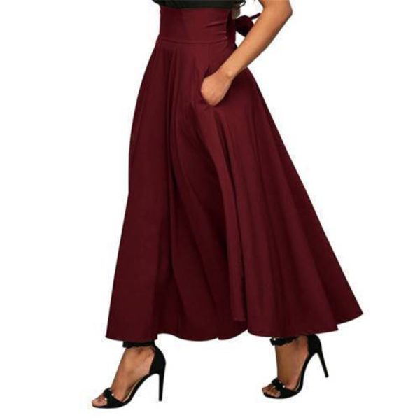 Dámská dlouhá sukně s kapsou Almira - Xl, Burgundy
