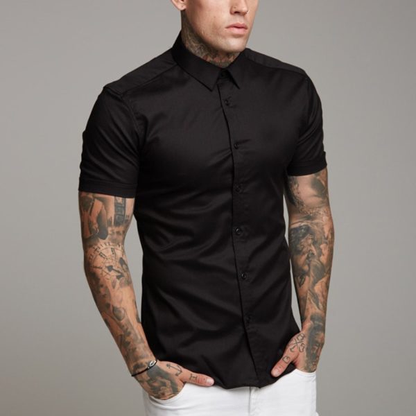 Pánská slim fit košile - 4xl, Black