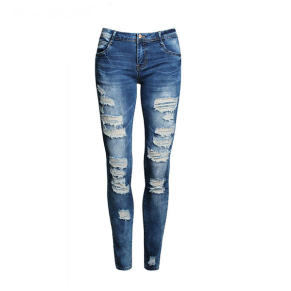 Dámské trhané džíny - Xl, Blue