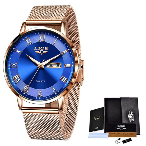 Luxusní dámské hodinky GOLDIE - Leather black blue, China