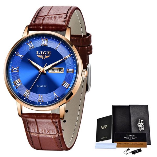 Luxusní dámské hodinky GOLDIE - Leather black blue, China