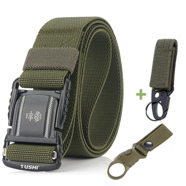 Pánský elastický taktický pásek - Army Green Belt, China, 125cm Adjustable