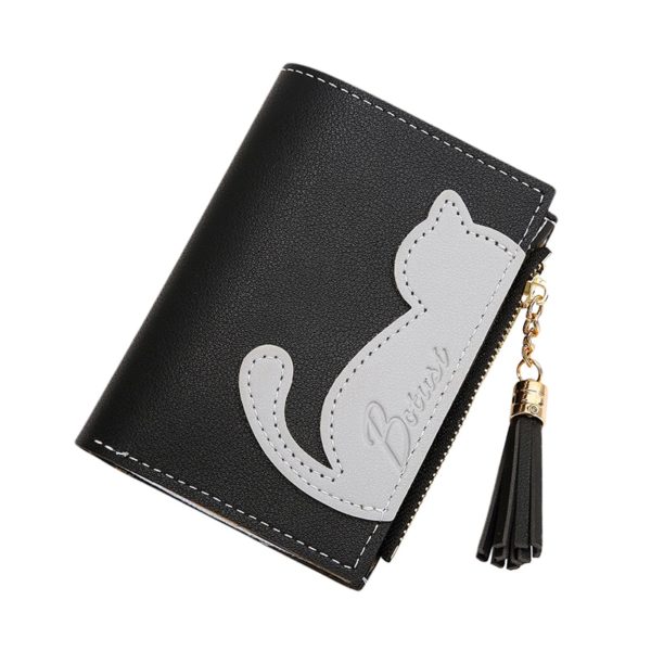 Dámská moderní peněženka s kočkou - Beige